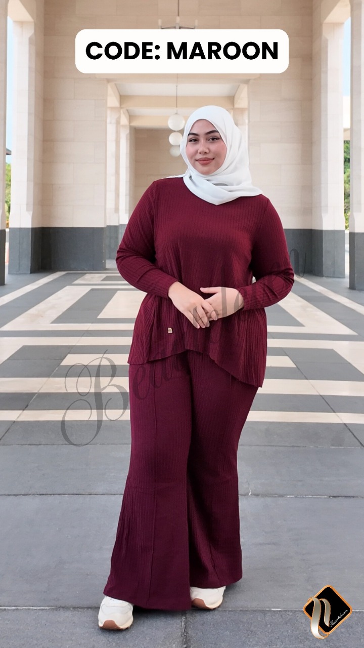 Leora Set in Maroon (Plus Plus Size)