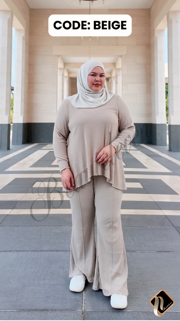 Leora Set in Beige (Plus Plus Size)