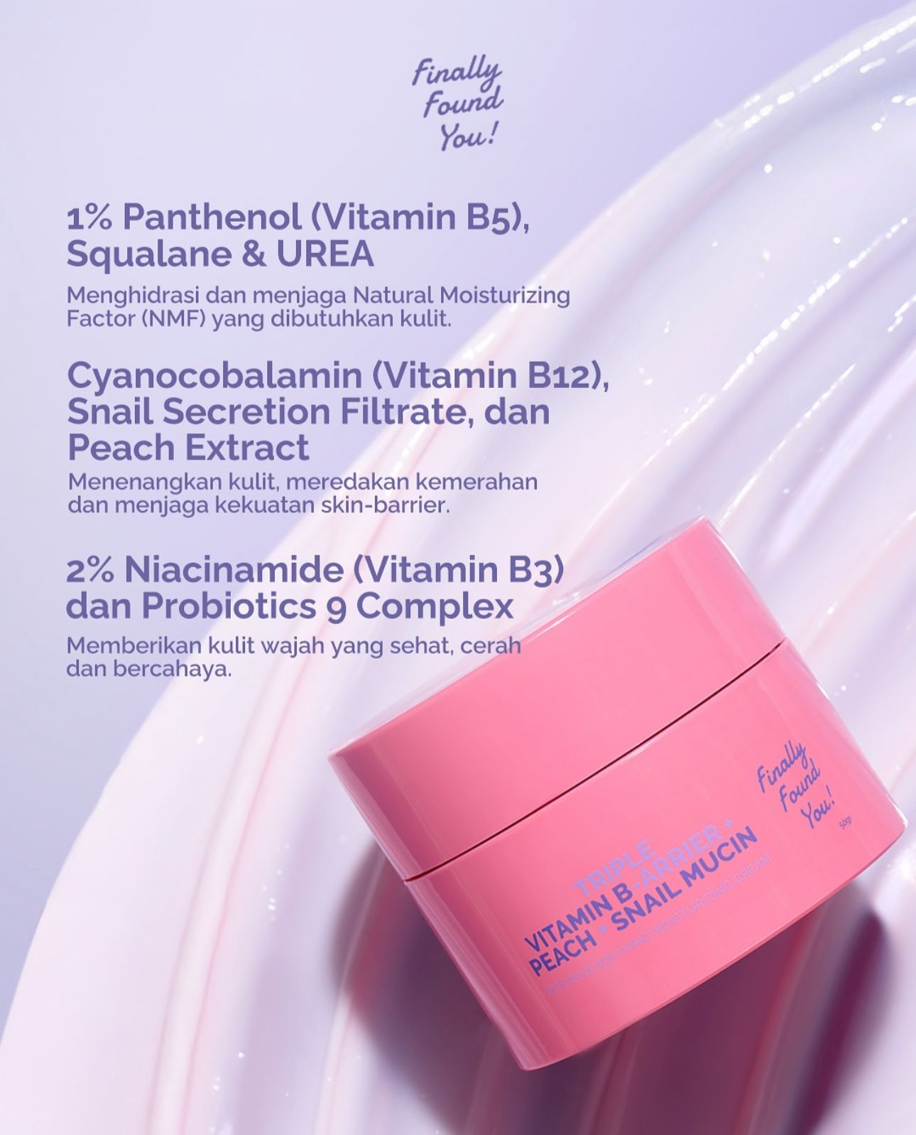 Triple Vitamin Barrier Peach + Snail Mucin Moisturizer 50g